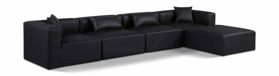 Cube 144" Vegan Leather Upholstered 5pc. Modular Sectional