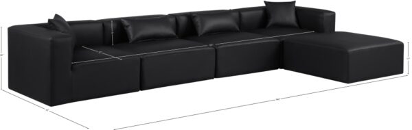 Cube 144" Vegan Leather Upholstered 5pc. Modular Sectional
