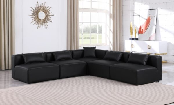 Cube 108" Vegan Leather Upholstered 5pc. Modular Sectional