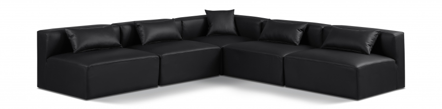 Cube 108" Vegan Leather Upholstered 5pc. Modular Sectional
