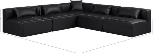 Cube 108" Vegan Leather Upholstered 5pc. Modular Sectional