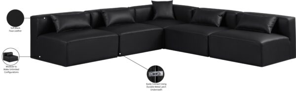 Cube 108" Vegan Leather Upholstered 5pc. Modular Sectional