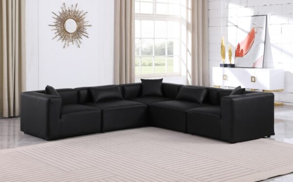 Cube 108" Vegan Leather Upholstered 5pc. Modular Sectional