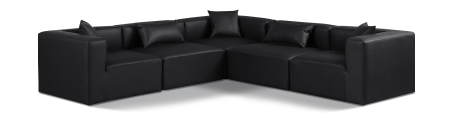 Cube 108" Vegan Leather Upholstered 5pc. Modular Sectional