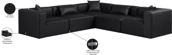 Cube 108" Vegan Leather Upholstered 5pc. Modular Sectional
