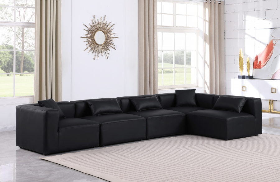 Cube 144" Vegan Leather Upholstered 5pc. Modular Sectional