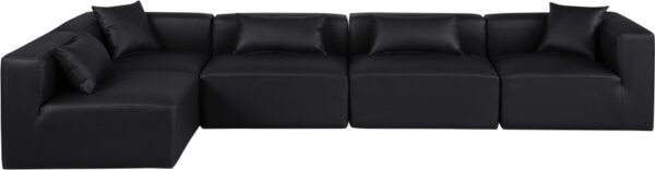 Cube 144" Vegan Leather Upholstered 5pc. Modular Sectional