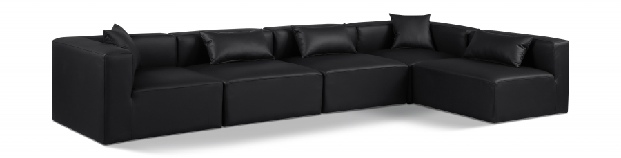 Cube 144" Vegan Leather Upholstered 5pc. Modular Sectional