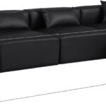 Cube 144" Vegan Leather Upholstered 5pc. Modular Sectional