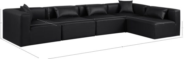 Cube 144" Vegan Leather Upholstered 5pc. Modular Sectional