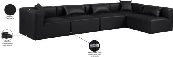Cube 144" Vegan Leather Upholstered 5pc. Modular Sectional