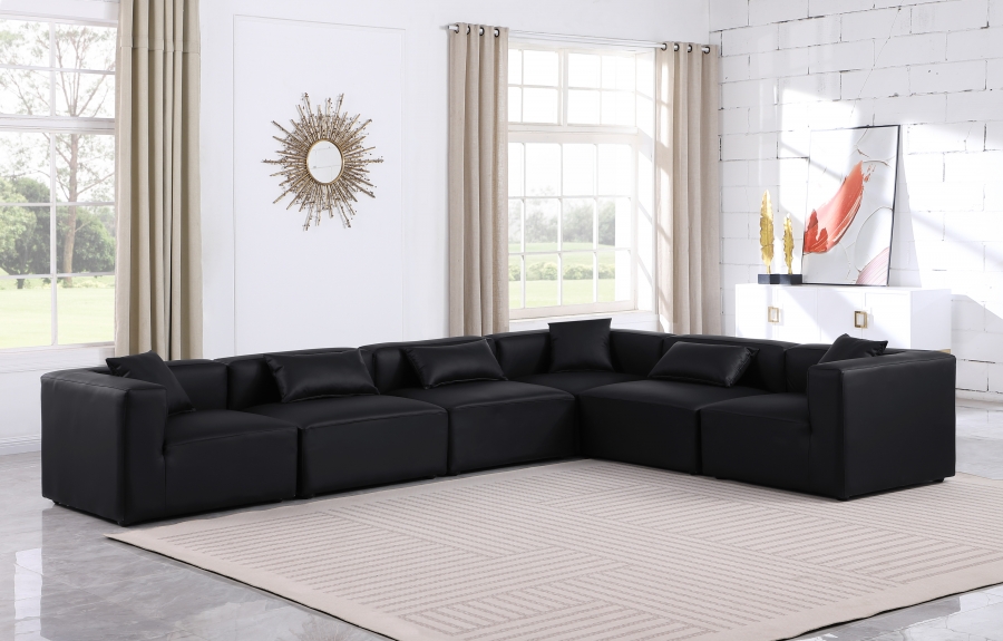 Cube 144" Vegan Leather Upholstered 6pc. Modular Sectional