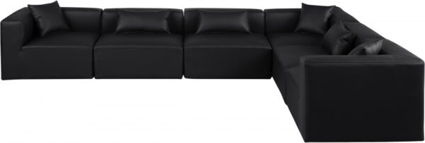 Cube 144" Vegan Leather Upholstered 6pc. Modular Sectional