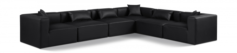 Cube 144" Vegan Leather Upholstered 6pc. Modular Sectional