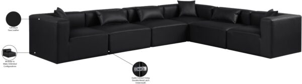 Cube 144" Vegan Leather Upholstered 6pc. Modular Sectional