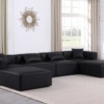 Cube 144" Vegan Leather Upholstered 6pc. Modular Sectional