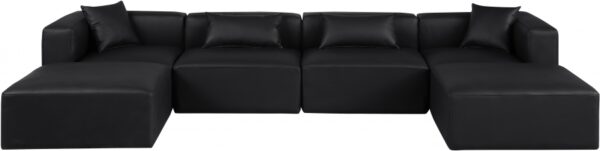 Cube 144" Vegan Leather Upholstered 6pc. Modular Sectional