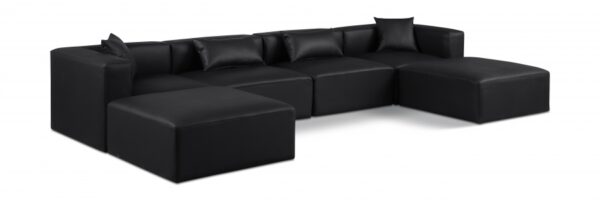 Cube 144" Vegan Leather Upholstered 6pc. Modular Sectional
