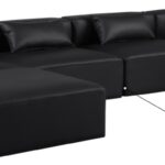 Cube 144" Vegan Leather Upholstered 6pc. Modular Sectional
