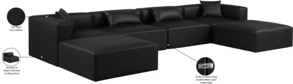 Cube 144" Vegan Leather Upholstered 6pc. Modular Sectional