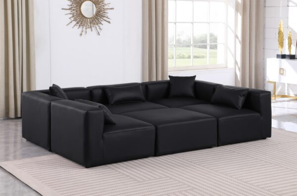 Cube 108" Vegan Leather Upholstered 6pc. Modular Sectional