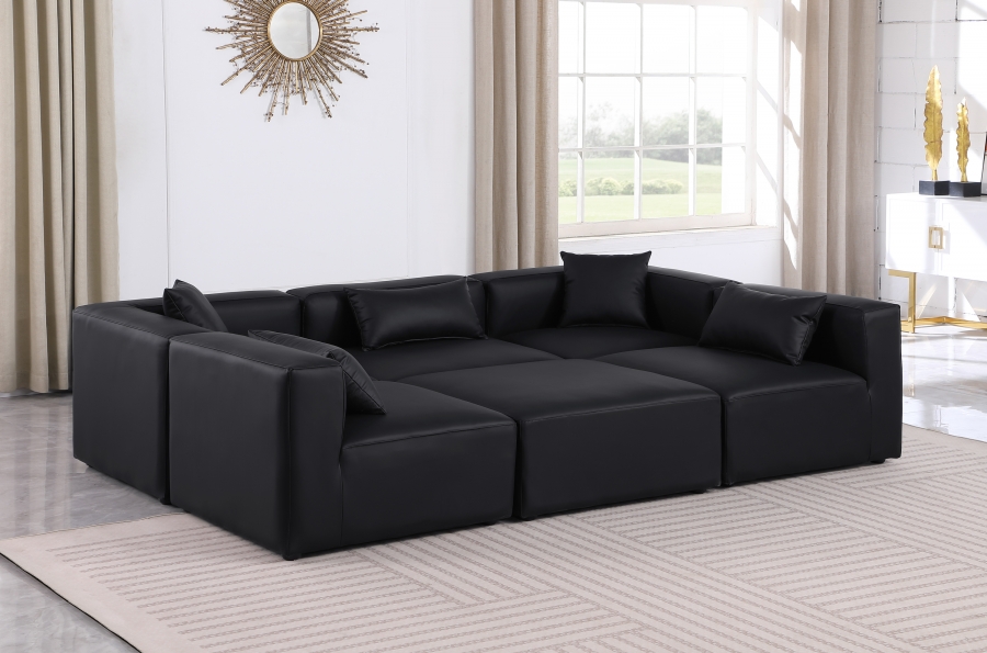 Cube 108" Vegan Leather Upholstered 6pc. Modular Sectional