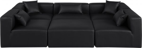 Cube 108" Vegan Leather Upholstered 6pc. Modular Sectional