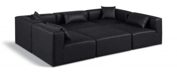 Cube 108" Vegan Leather Upholstered 6pc. Modular Sectional