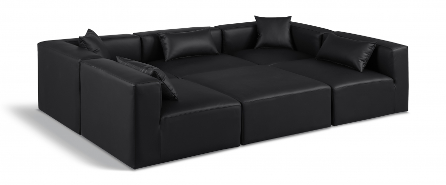 Cube 108" Vegan Leather Upholstered 6pc. Modular Sectional