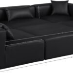 Cube 108" Vegan Leather Upholstered 6pc. Modular Sectional