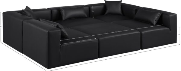 Cube 108" Vegan Leather Upholstered 6pc. Modular Sectional