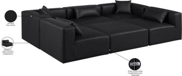 Cube 108" Vegan Leather Upholstered 6pc. Modular Sectional