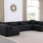 Cube 144" Vegan Leather Upholstered 6pc. Modular Sectional
