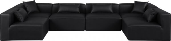 Cube 144" Vegan Leather Upholstered 6pc. Modular Sectional