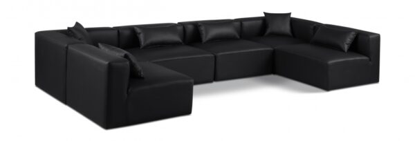 Cube 144" Vegan Leather Upholstered 6pc. Modular Sectional