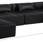 Cube 144" Vegan Leather Upholstered 6pc. Modular Sectional