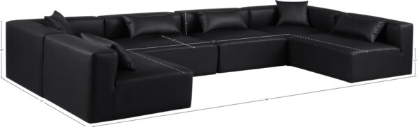 Cube 144" Vegan Leather Upholstered 6pc. Modular Sectional