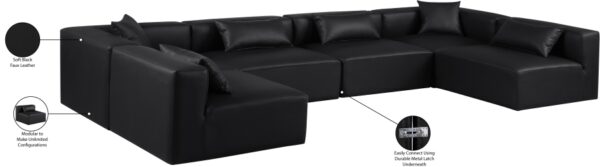 Cube 144" Vegan Leather Upholstered 6pc. Modular Sectional