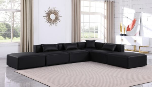 Cube 144" Vegan Leather Upholstered 6pc. Modular Sectional
