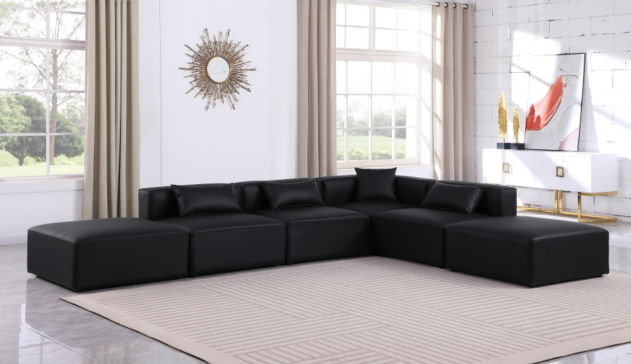 Cube 144" Vegan Leather Upholstered 6pc. Modular Sectional
