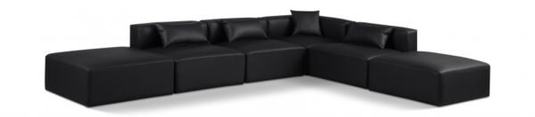 Cube 144" Vegan Leather Upholstered 6pc. Modular Sectional