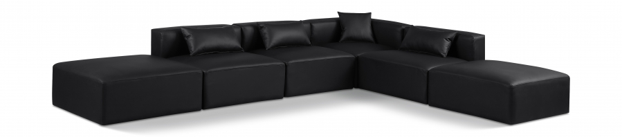 Cube 144" Vegan Leather Upholstered 6pc. Modular Sectional