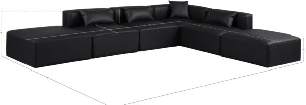 Cube 144" Vegan Leather Upholstered 6pc. Modular Sectional