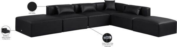 Cube 144" Vegan Leather Upholstered 6pc. Modular Sectional
