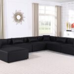 Cube 144" Vegan Leather Upholstered 7pc. Modular Sectional