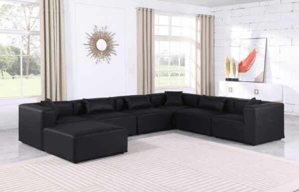 Cube 144" Vegan Leather Upholstered 7pc. Modular Sectional