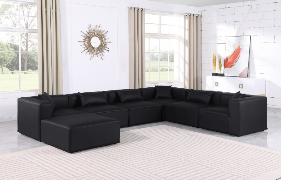 Cube 144" Vegan Leather Upholstered 7pc. Modular Sectional