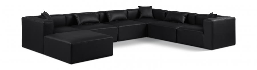 Cube 144" Vegan Leather Upholstered 7pc. Modular Sectional