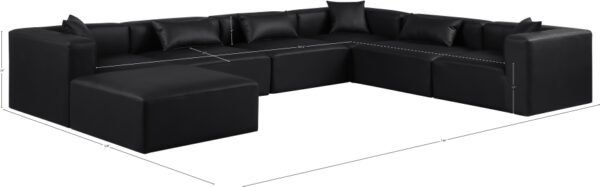 Cube 144" Vegan Leather Upholstered 7pc. Modular Sectional