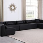 Cube 180" Vegan Leather Upholstered 7pc. Modular Sectional
